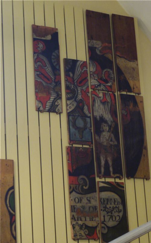 Armorial panels displayed in the East Church, Cromarty
